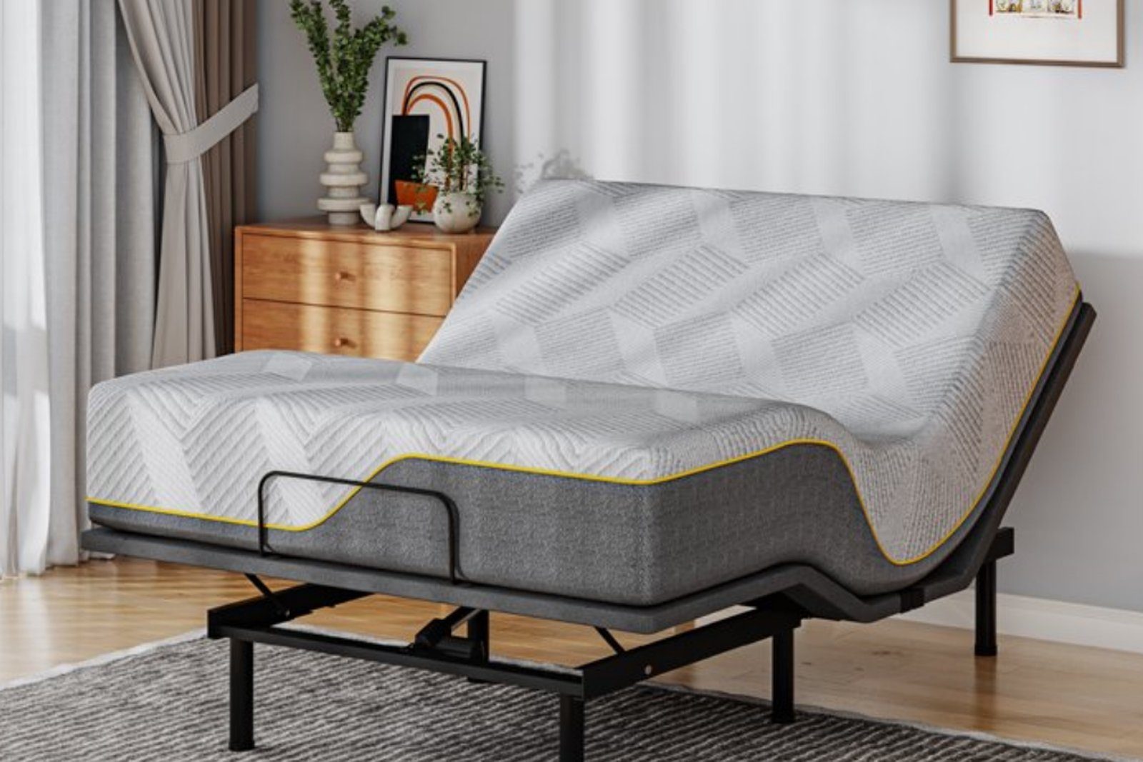 MLily mattress on an adjustable base in a bedroom setting