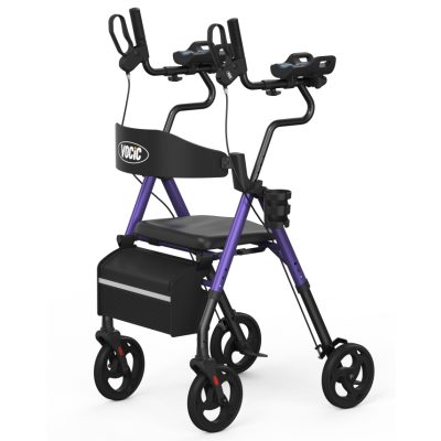 Vocic Z22 purple upright rollator walker with forearm rests and seat