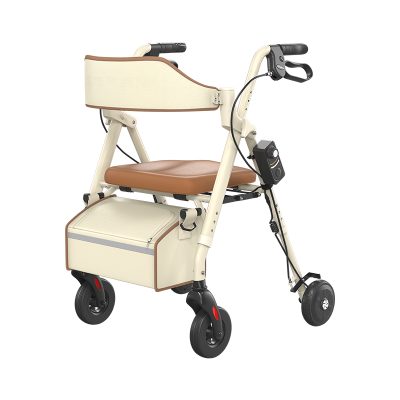 Vocic Z63 cream Adjusta-Speed rollator walker with speed control box and bag