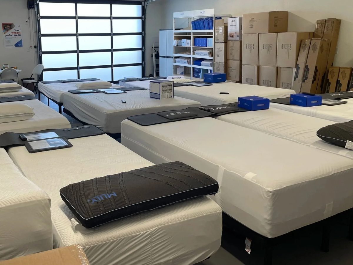 Route 66 Sleep & Home Center warehouse showroom in Kingman — the beds delivered to Golden Valley