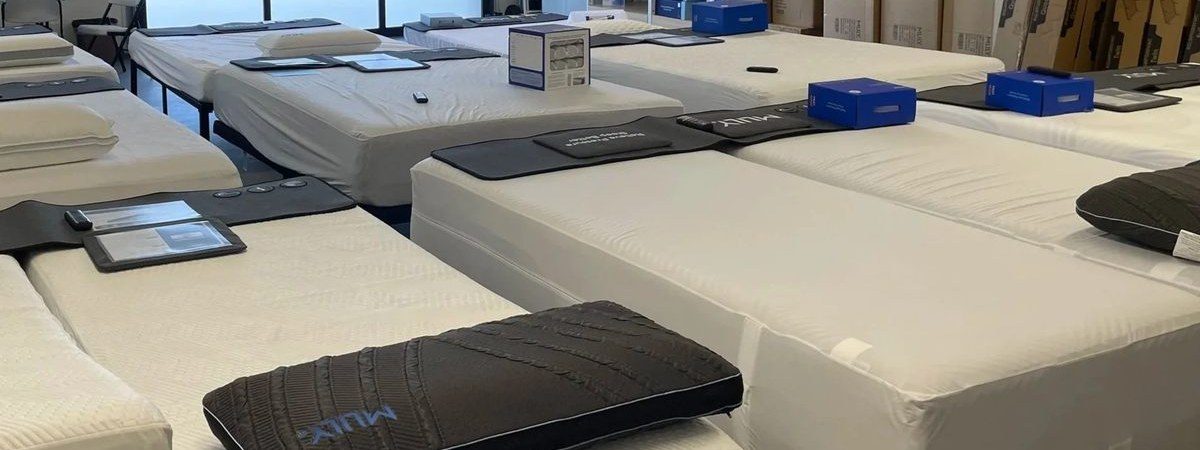 Rick's Kingman warehouse showroom, MLily mattresses on display