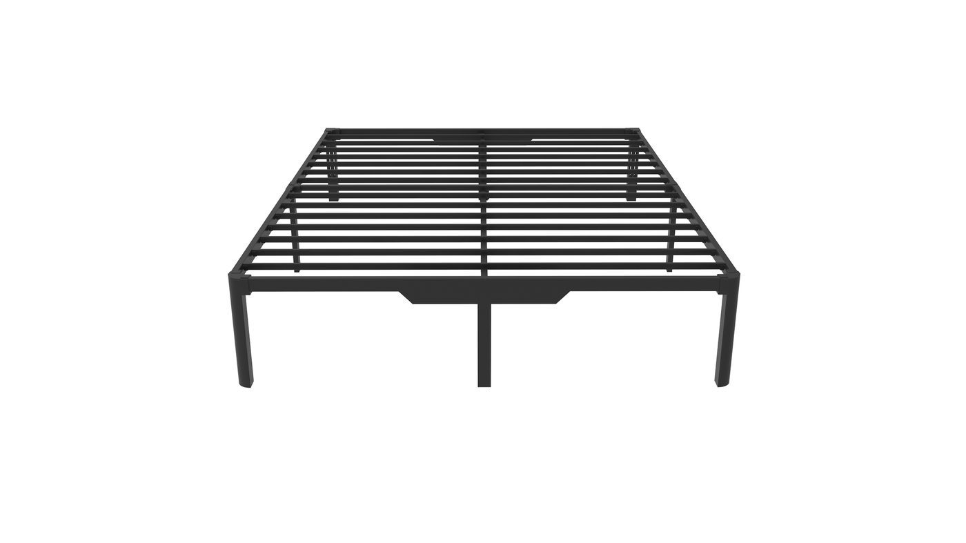 Basic steel platform bed base with slat support, no motor or remote